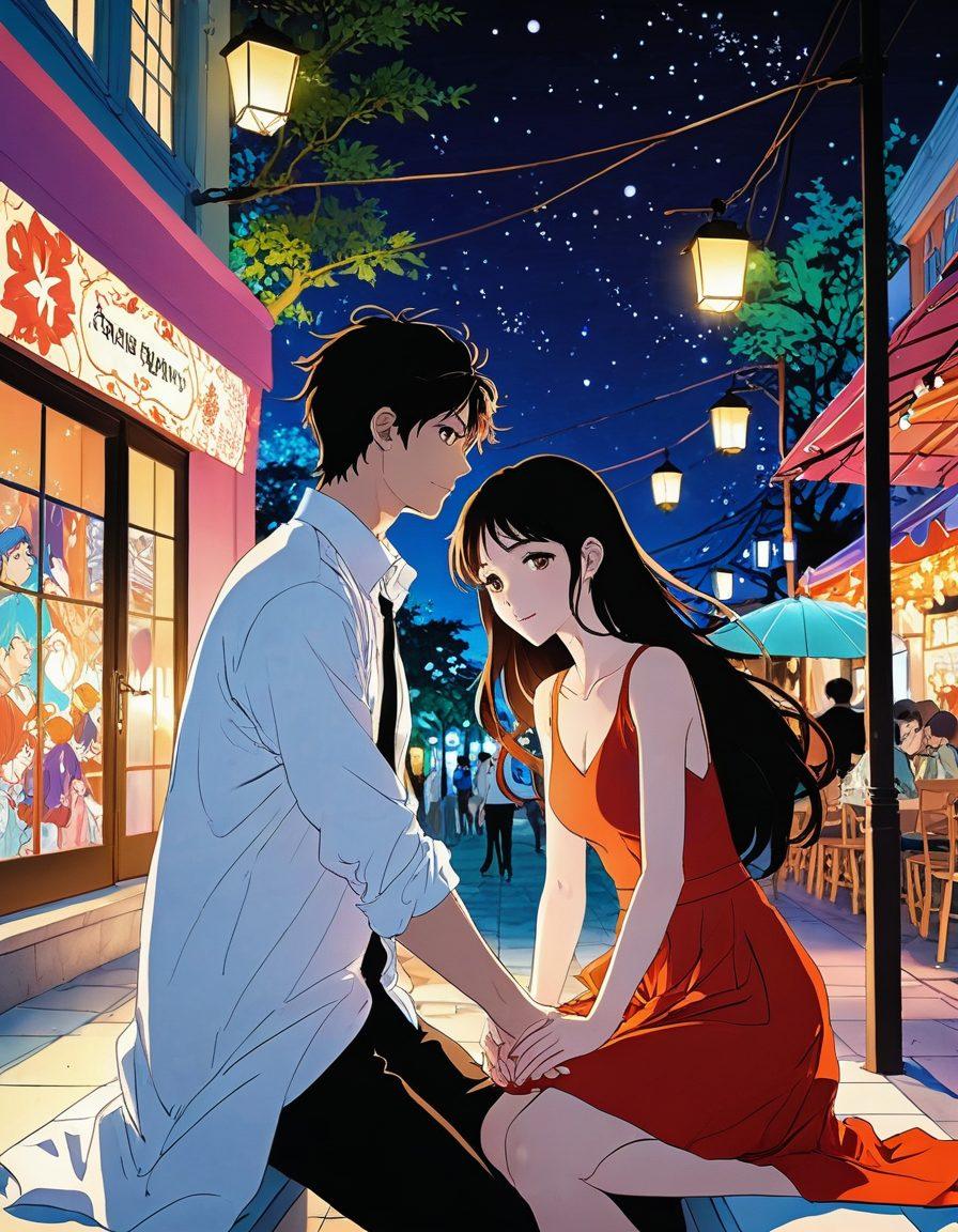 A visually captivating scene combining elements of manga and adult animation, featuring an array of characters expressing desire and intimacy in a vibrant, colorful setting. Incorporate subtle hints of Japanese art styles, like flowing lines and delicate expressions, with a background that suggests a dreamy atmosphere filled with soft, glowing lights and whimsical patterns. Highlight the contrast between innocence and sensuality through the characters’ interactions. Use a blend of super-realistic and vibrant colors to evoke strong emotions.